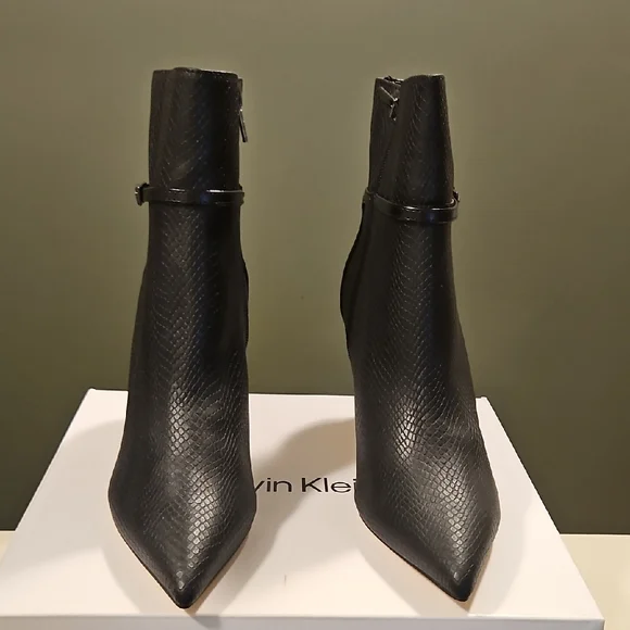 Calvin Klein Textured Black Ankle Booties - Picture 2 of 6